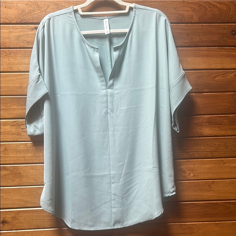 Zenana - Light Green Relaxed Blouse